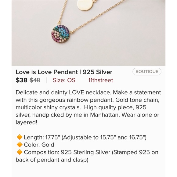 Multicolored Gold Pendant Necklace - Picture 4 of 6